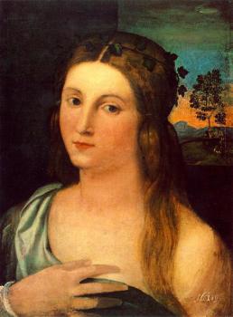 Il Vecchio Palma Jacopo : Portrait Of A Young Woman